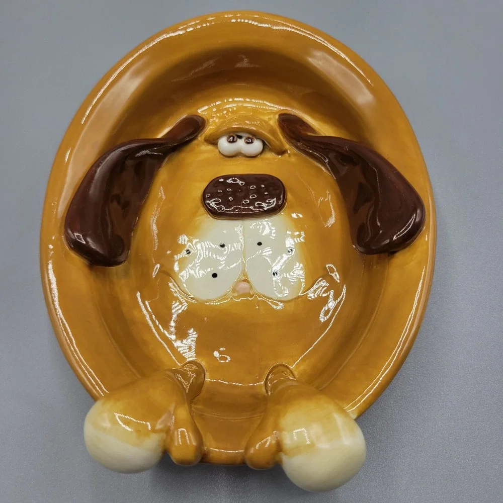 Douglas Dog 3D Trinket Dish Soap Dish Russ Berrie Design Brown Floppy Ears